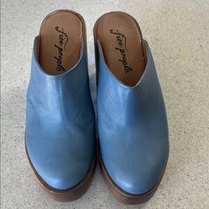 Free People Blue Leather Mules